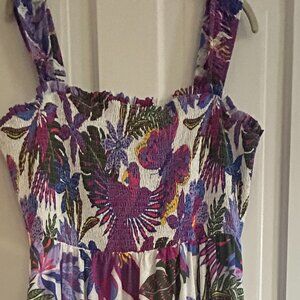 Sugarlips floral maxi dress with smocked bodice and flowy tiered skirt, size XL